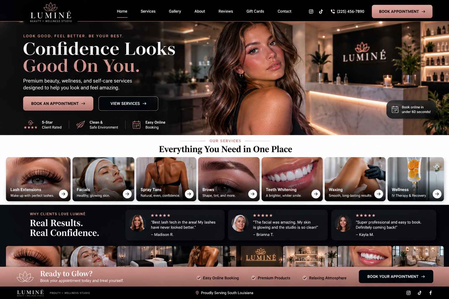 Luminé Beauty + Wellness live demo preview