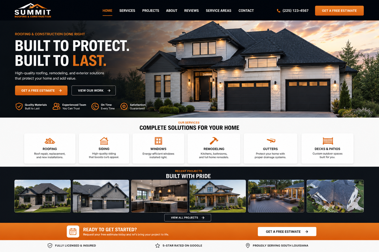 Summit Roofing & Construction live demo preview